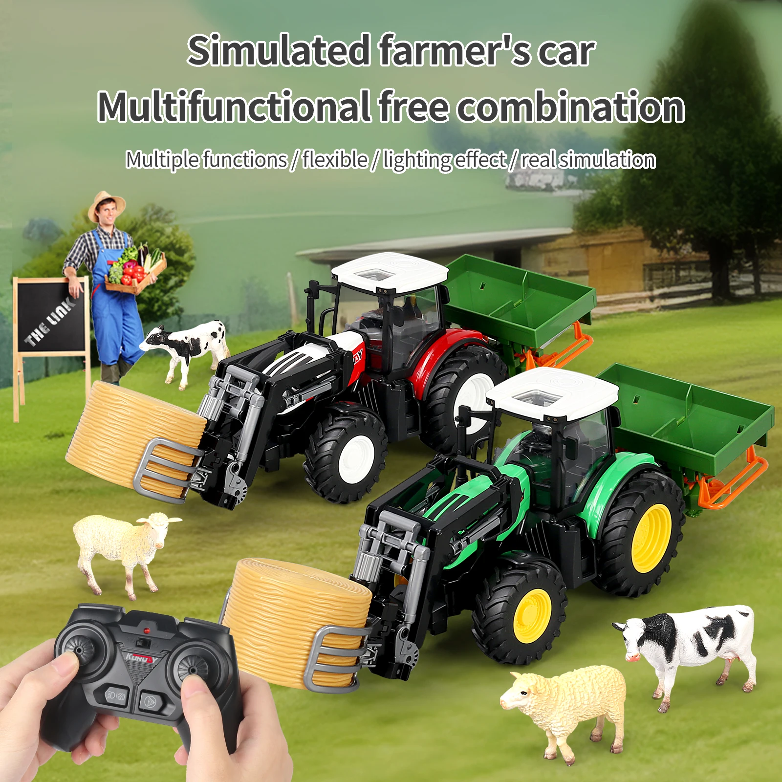 2023 New Rc Farm Tractors Car 2.4g Radio Controlled Engineering Vehicle