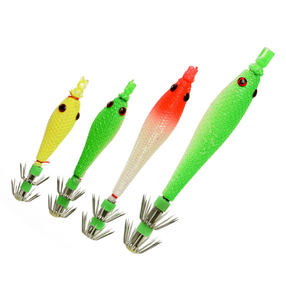 Luminous Squid Fishing Bait Set with Stainless Steel Hooks (5-Pack)