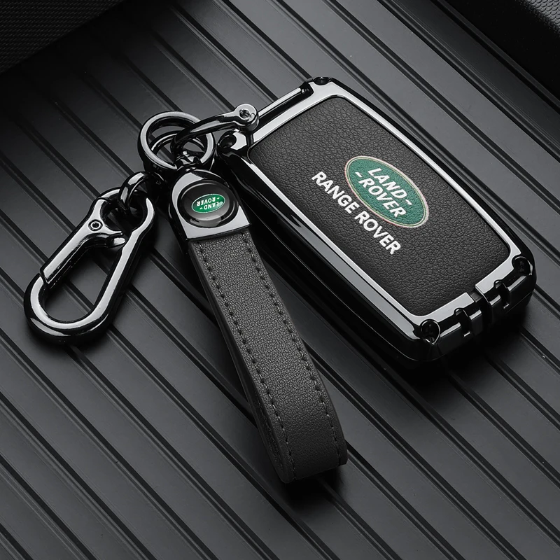 

Zinc Alloy + Leather Car Remote Key Case Cover For Landrover Series Car Key Protective Bag Car Keychain Accessories Decorations
