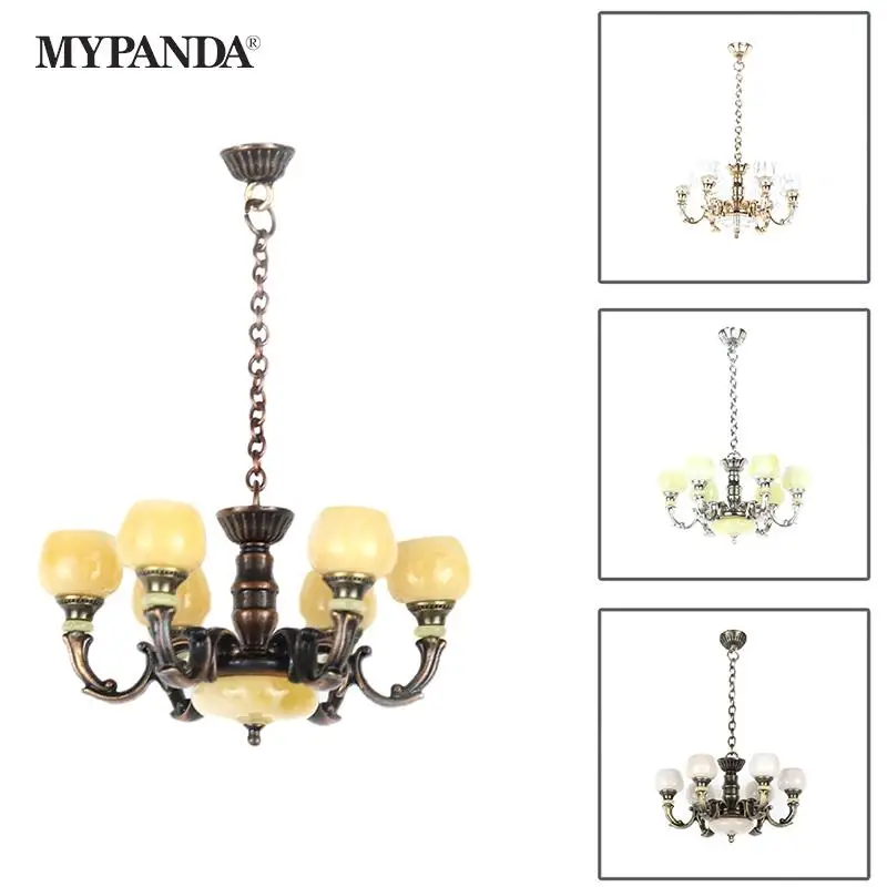 

1:12 Dollhouse Miniature Lamp Chandelier Light Working Ceiling Lamp Light Furniture Model Decor Toy Doll House Accessories