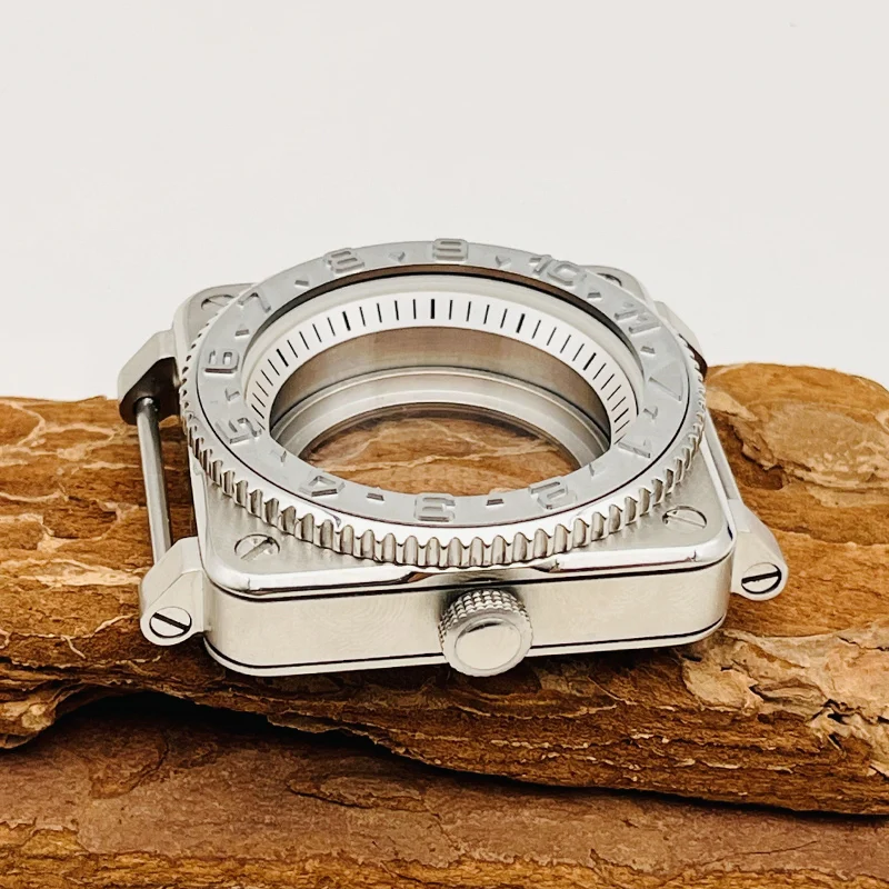 NH35 Case SKX007 Square Pilots Cockpit Watch Case fit NH35 NH36 Movement 28.5mm Dial Transparent Back Cover Men Diving Case