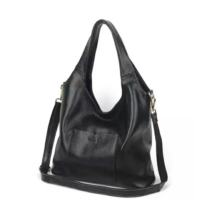 Tote Women's Bag Leather Genuine Shoulder Crossbody Y2k New Head Layer Cowhide Bucket Versatile Underarm Large Capacity Retro