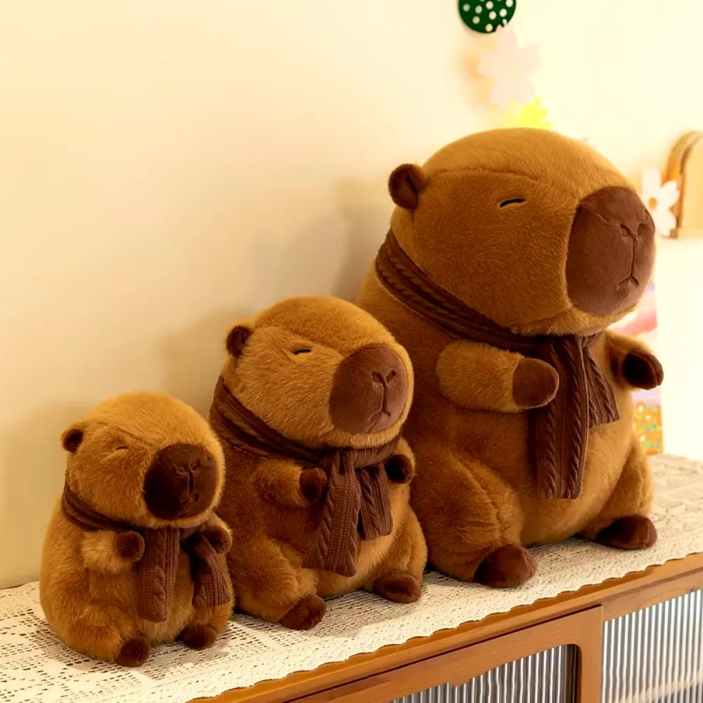 Peluche Capybara en coton PP doux avec écharpe amovible, décoration, cadeau d'anniversaire, jouet mignon_voghion.com
