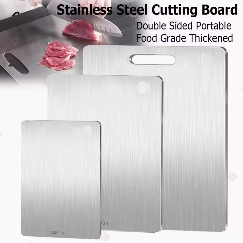 Titanium Cutting Boards for Kitchen Stainless Board 316 Steel Thickened Double Sided Food Grade Portable Fruit Meat Chopping Titanium Cutting Boards for Kitchen Stainless Board 316 Steel Thickened Double Sided Food Grade Portable Fruit Meat Chopping