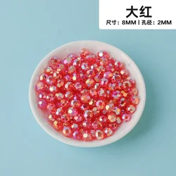 Vibrant Octagonal Transparent Plated Earth Beads - 500g Acrylic Illusionary Crafting Bead Kit - 10mm 500g 900pcs (Big red)