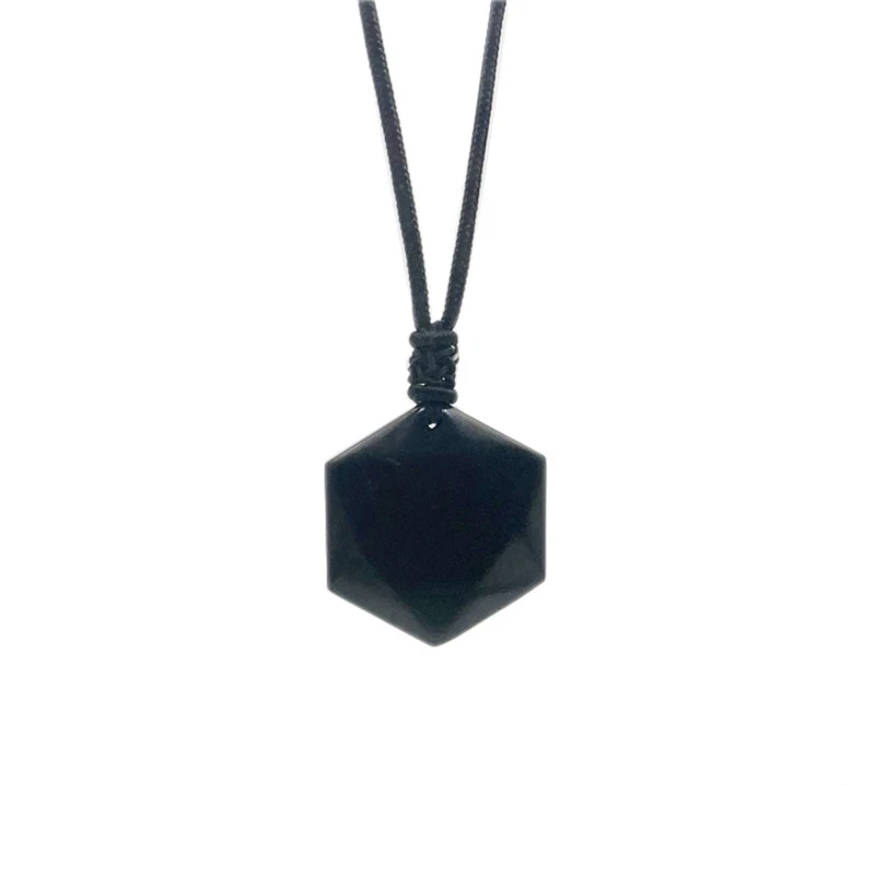 Russian Natural Shuhgite Hexagon Pendant Handmade Cubic Pendant Lucky Stone for Reiki Energy Healing