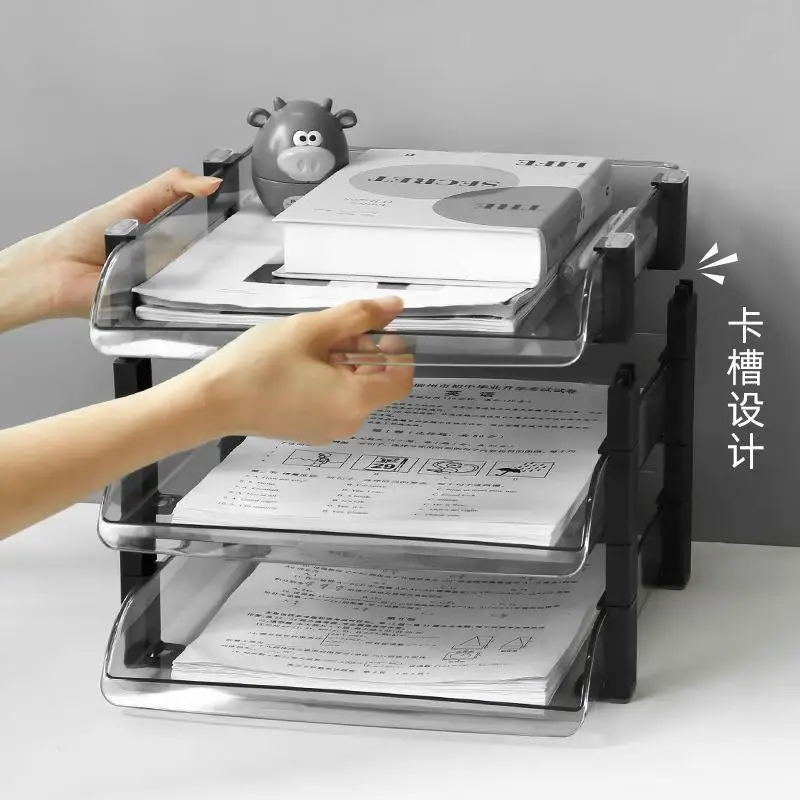 파일 보관함 휴대용 탁상 공간 절약형 투명 보관함 테스트 용지 분류 주최자 편지지 파일 랙