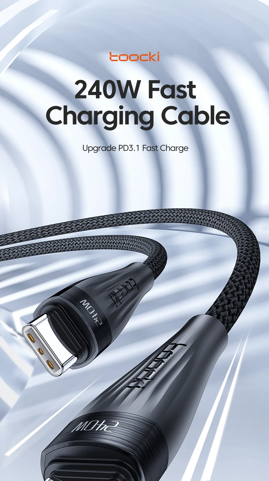 USB C To USB C Cable 240W 100W 60W PD3.1 QC4.0 Fast Charger Charging Laptop Cabl
