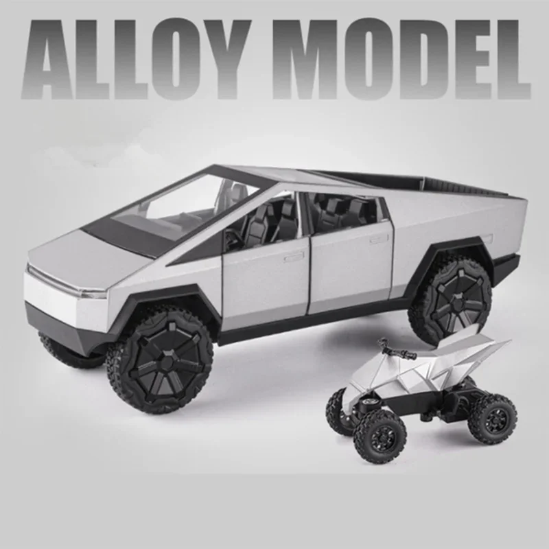1:24 Tesla Cybertruck Truck Lega Giocattolo Modello Di Auto Diecast Veicoli Pickup Simulazione Moto Suono E Luce Per Regalo Giocattolo Per Bambini