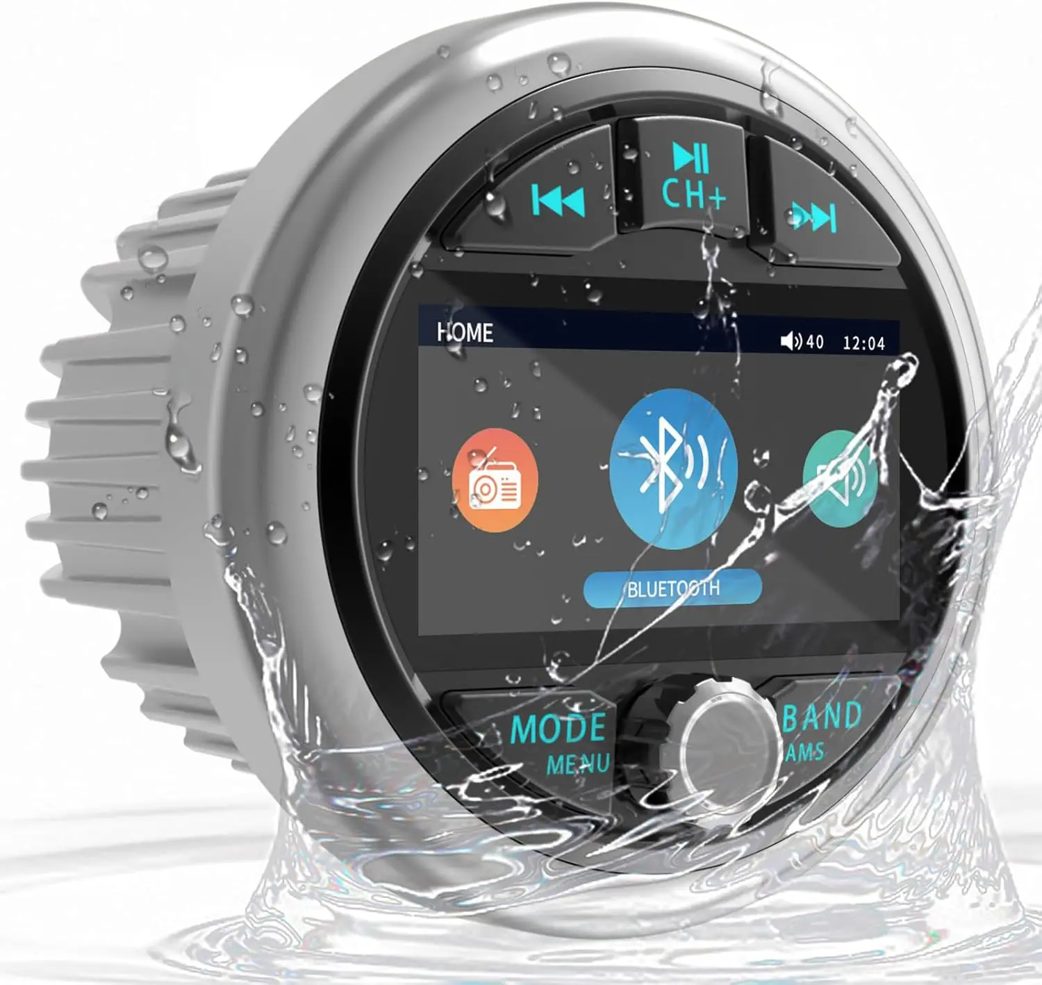Marine Gauge Stereo System: Waterproof Boat AM FM Radio Receiver-3 Inch LCD Display Digital Multimedia MP5 Player USB AUX Subw