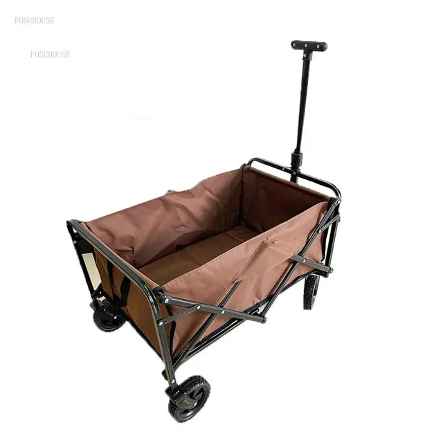 Négykerekű Összecsukható Húzó Kocsi Kültéri Kemping Halászkocsi Otthoni Kerti Szekerek Hordozható Szupermarket Élelmiszerbolt Kocsik - Image 4