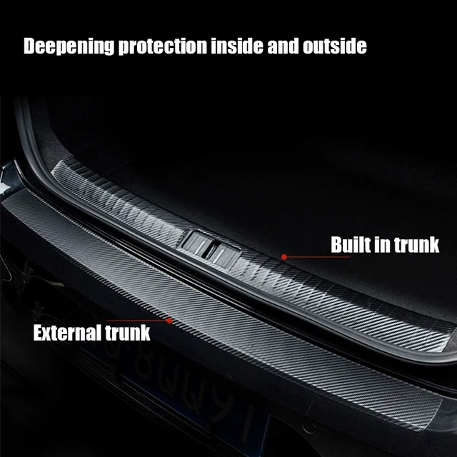 Protection Pare-choc Arrière Peugeot 508 SW 2010-2018 - Autocollant Fibre De Carbone, 104x9 Cm, Anti-rayures
