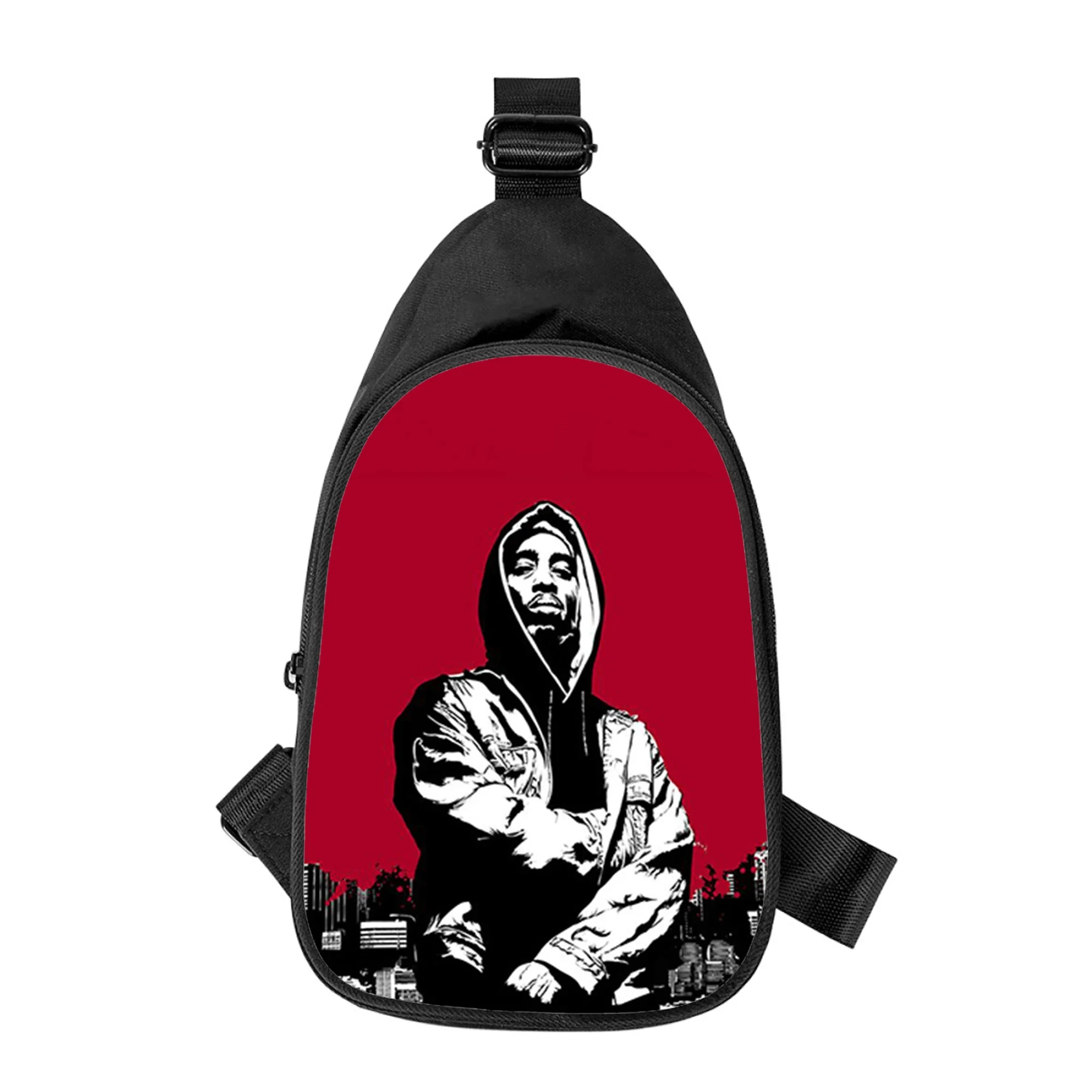 Rapper 2pac Cantor Tupac Print bolsa de peito cruzada para homens e mulheres, bolsa de ombro para marido, escola, bolsa de cintura masculina, nova