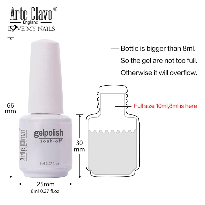 Arte Clavo Gel Polish Semi Permanent Gel Varnish For Nails Manicure Classic Color Gel Nail Polish Primer Nail Art Hybrid Gellak