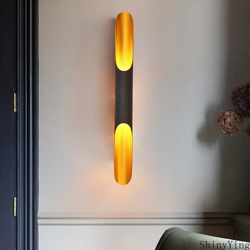 

Modern Black and Gold Wall Lamp with Long E27 Base for Living Room 10W 60CM