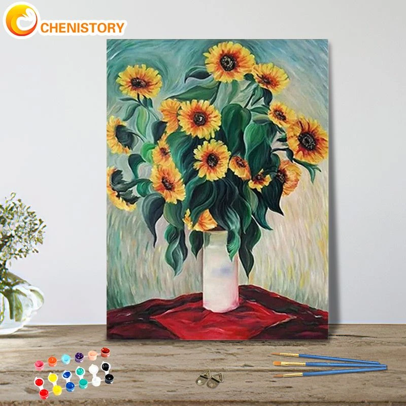 Bladeren verzamelen de studie Beperken Chenistory 50X40 Geen Frame Schilderij Door Nummer Zonnebloem Tekening Op  Canvas Art Gift Diy Foto 'S Door Nummer Kits home Decor| | - AliExpress