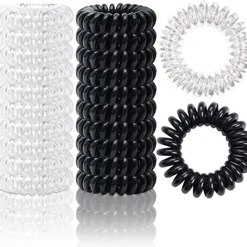 대형 나선형 헤어 타이, 나선형 헤어 밴드, 코일 헤어 밴드, 전화 코드, 흔적 없음, 강한 홀드 방수, 43mm, 10 개, 20 개, 30 개 상품 이미지
