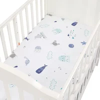 CPull-ensemble de literie en coton pour nouveau-né, drap-housse doux pour lit de bébé, couvre-matelas imprimé pour tout-petit, mini draps pour enfants, 140x70cm 4
