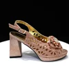 Women High Heels Sandals Printing Flower Material with Rhinestone Italian Design Champagne Color Open-Toed Shoes 4