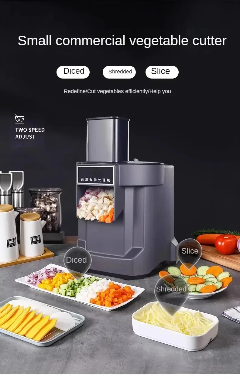 110V 220V Electric Food Slicer Commercial Vegetable, Carrot, Potato Chopper, Slicer and Dicer Electric Vegetable Cutter 3 In 1 2