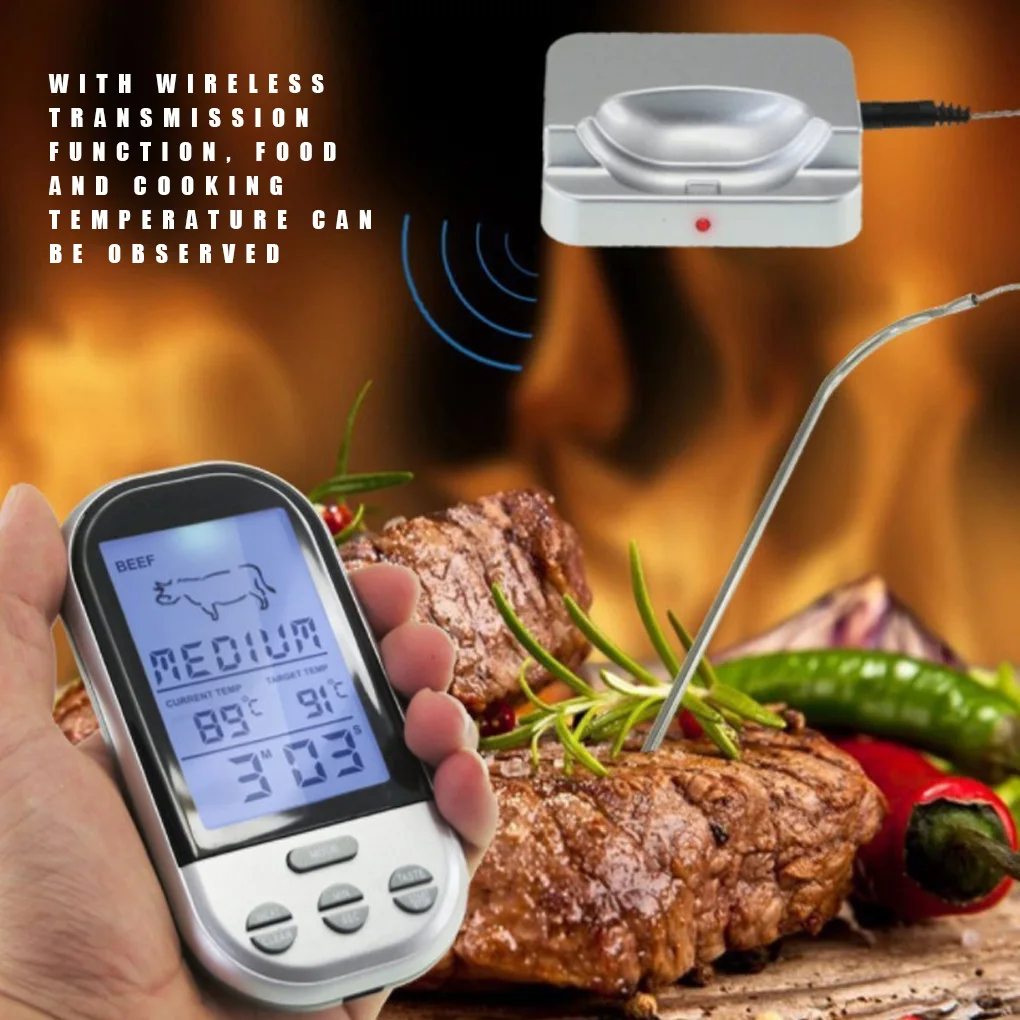 Meat Thermometers Bluetooth LCD Digital Probe Remote Wireless BBQ Grill