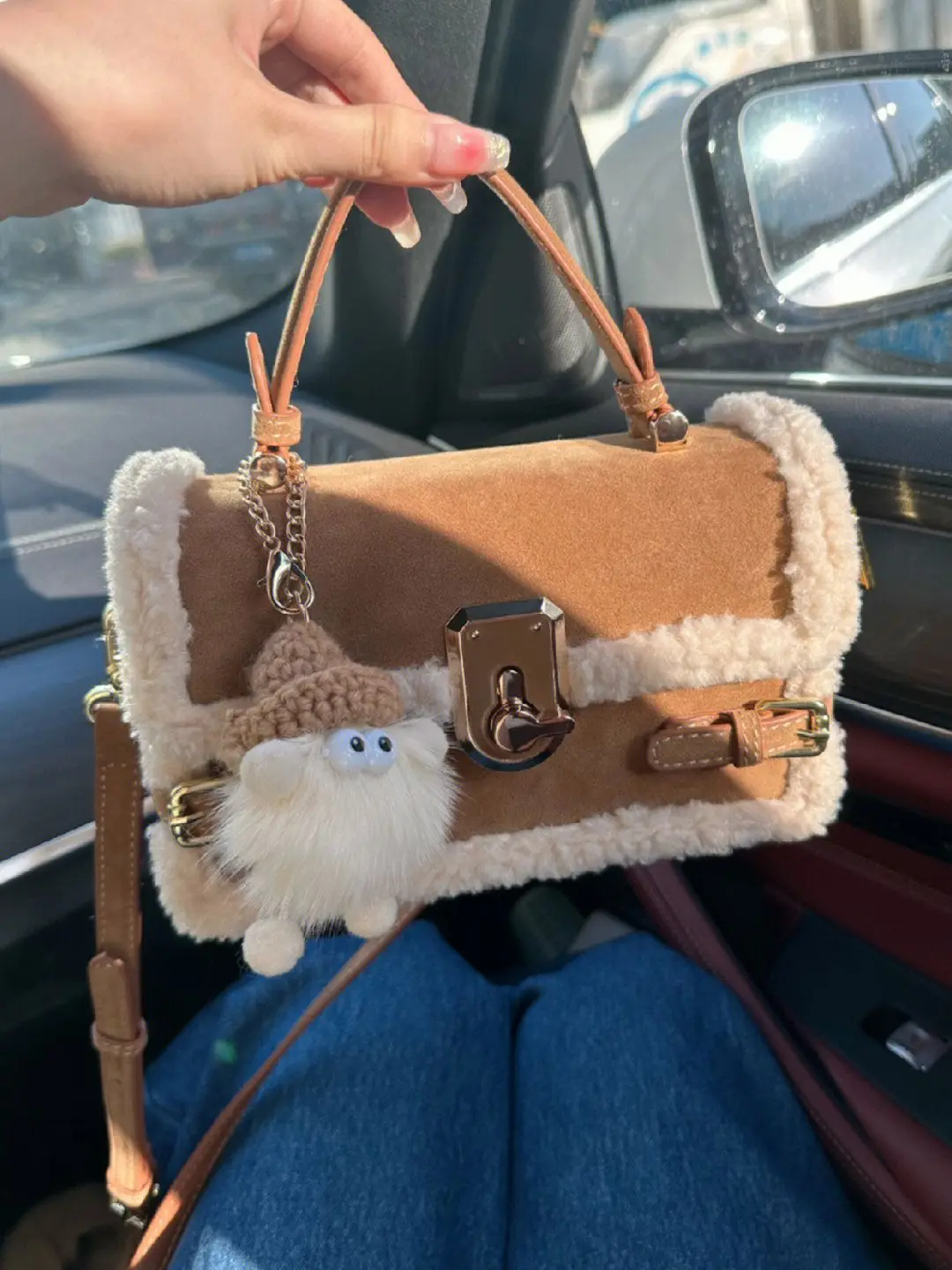 JIAERDI Vintage Bown Messenger Bag Wallet Women Lamb Handle Chic Square Bag Purse Female Fashion Casual Y2k Hand Bag Bolso Mujer