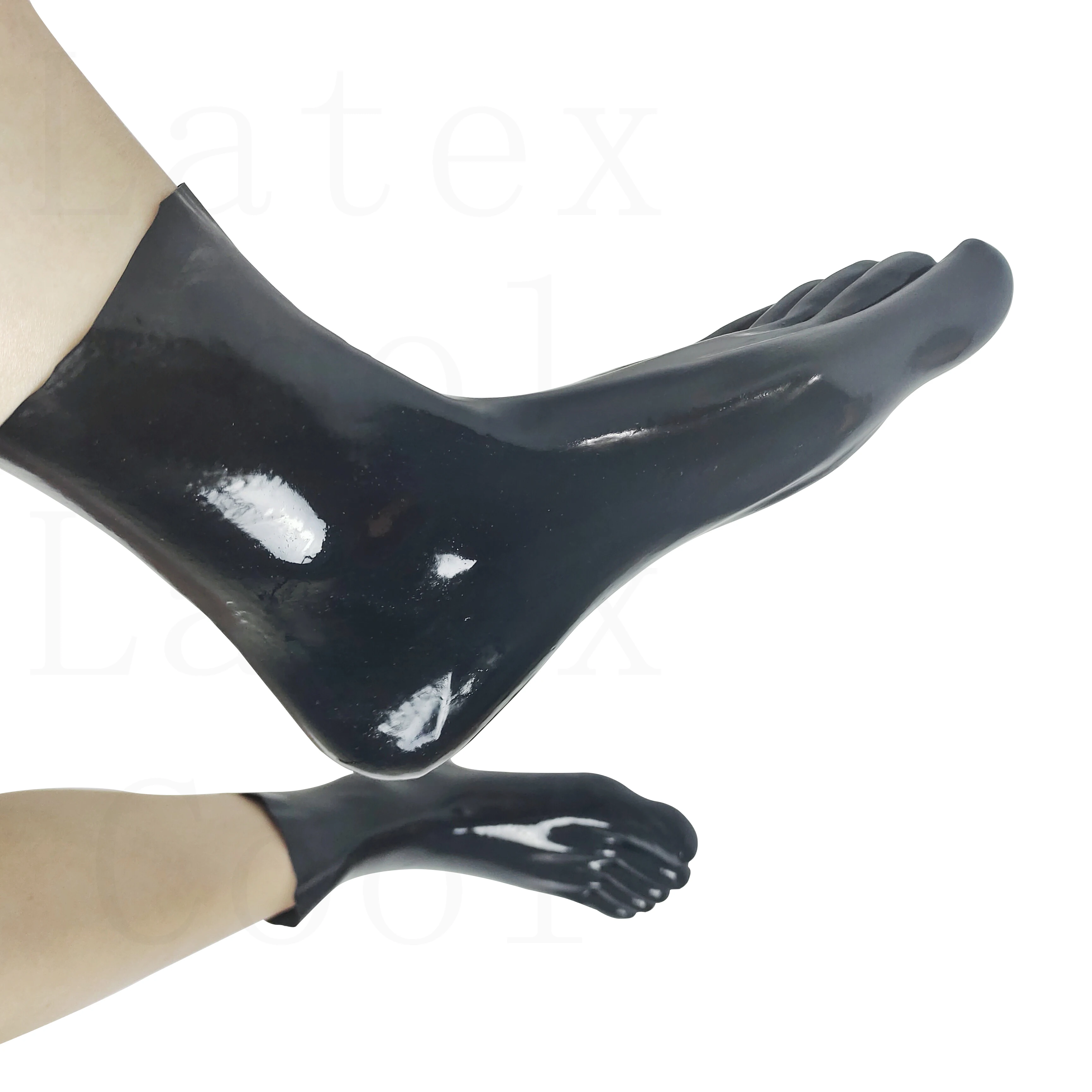

100% Latex black short five finger socks Size S-XL 0.4mm rubber Gummi