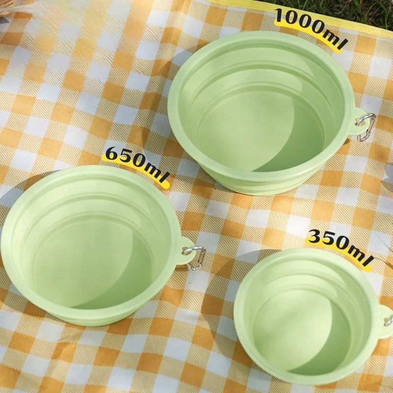Dog Feeders Folding Silicone Bowl Outdoor Travel Foldable Portable Cat Dog Food Water Container Feeding Tray Bowl Pet Supplies 6