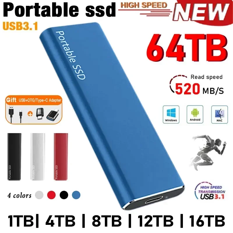 External Hard Drive External SSD 1TB 2TB High-Speed USB3.1 Mobile Solid State Drive For Notebook Laptop Mac