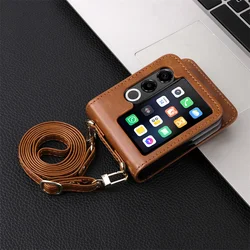Shockproof Leather Phone Case with Lanyard and Card Slot - Anti - Scratch Protective Cover for ZTE Nubia Flip 2 (Brown)