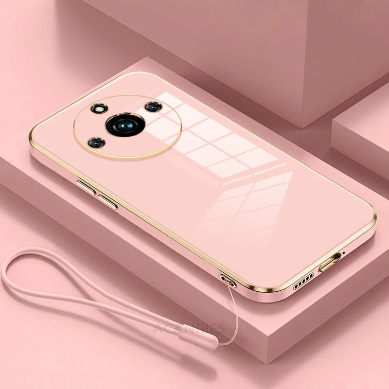 Luxury Plating Lanyard Silicone Phone Case - Elegant Protective Back Cover