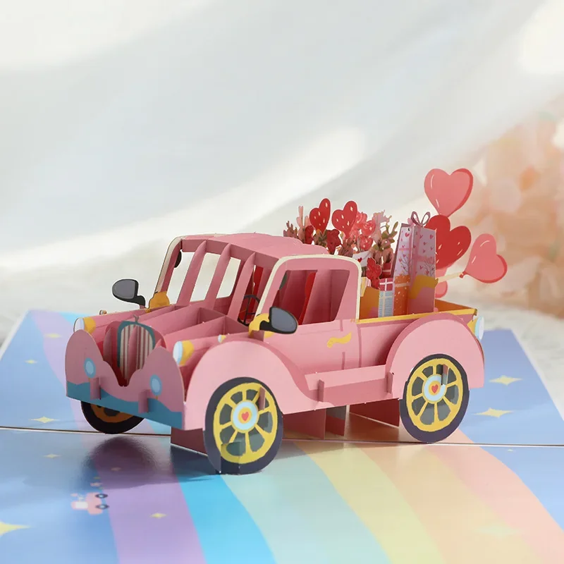 3D Pop up Style Creative Valentine's Day 3D Card Love Car Business Gift Gratitude Blessing Cartoon Commemorative greeting cards greeting cards