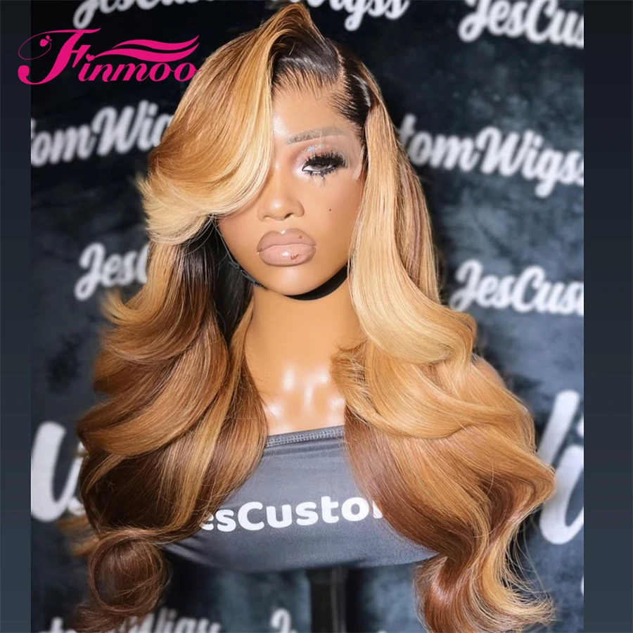 

Ombre Honey Blonde Lace Front Human Hair Wigs 13x4 Lace Frontal Wigs For Woman Pre Plucked Hairline With Baby Hair Body Wave Wig