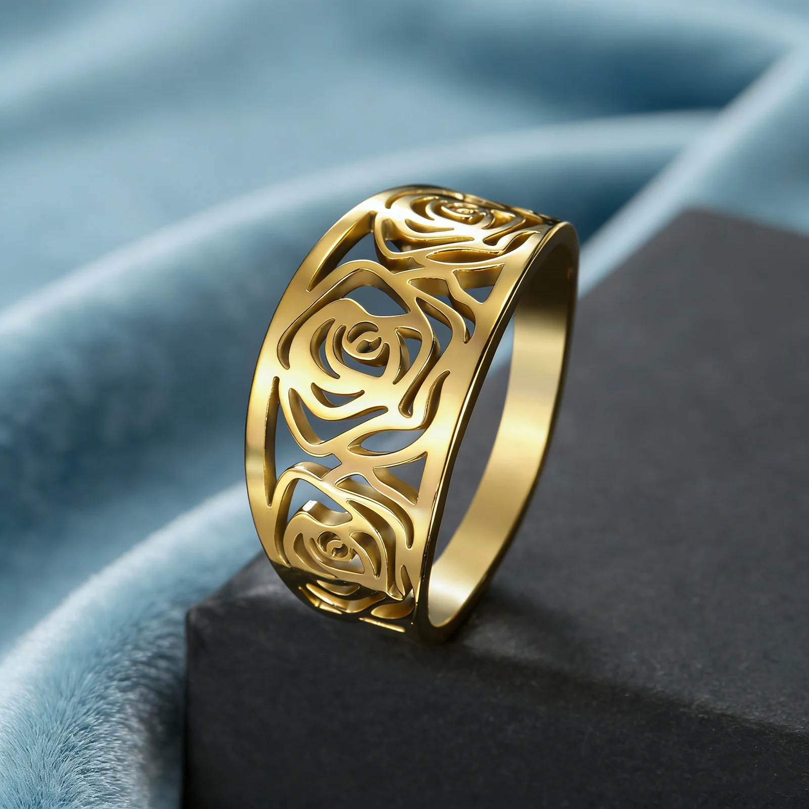 2026 Neuerscheinung Rose Damenringe Retro Edelstahl Goldfarben Täglicher Schmuck Sexy Accessoires für Frauen