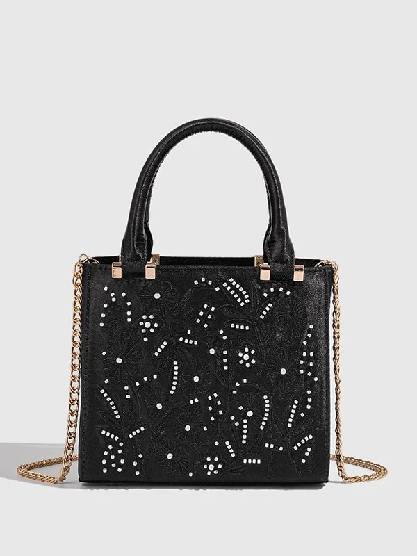 Fashion Floral Embroidery Square Bag High Quality Tote Bag Large Capacity Women's Handbag Lady Purse Shoulder Messenger Bag