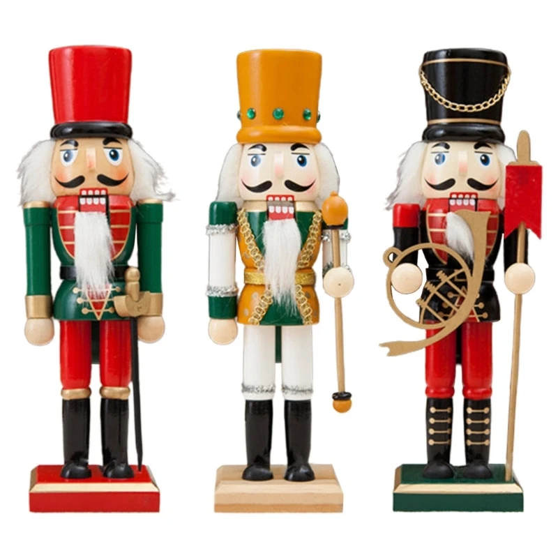 

Wooden Nutcracker Soldier Ornaments Christmas Decor for Indoor Tabletop Desktop
