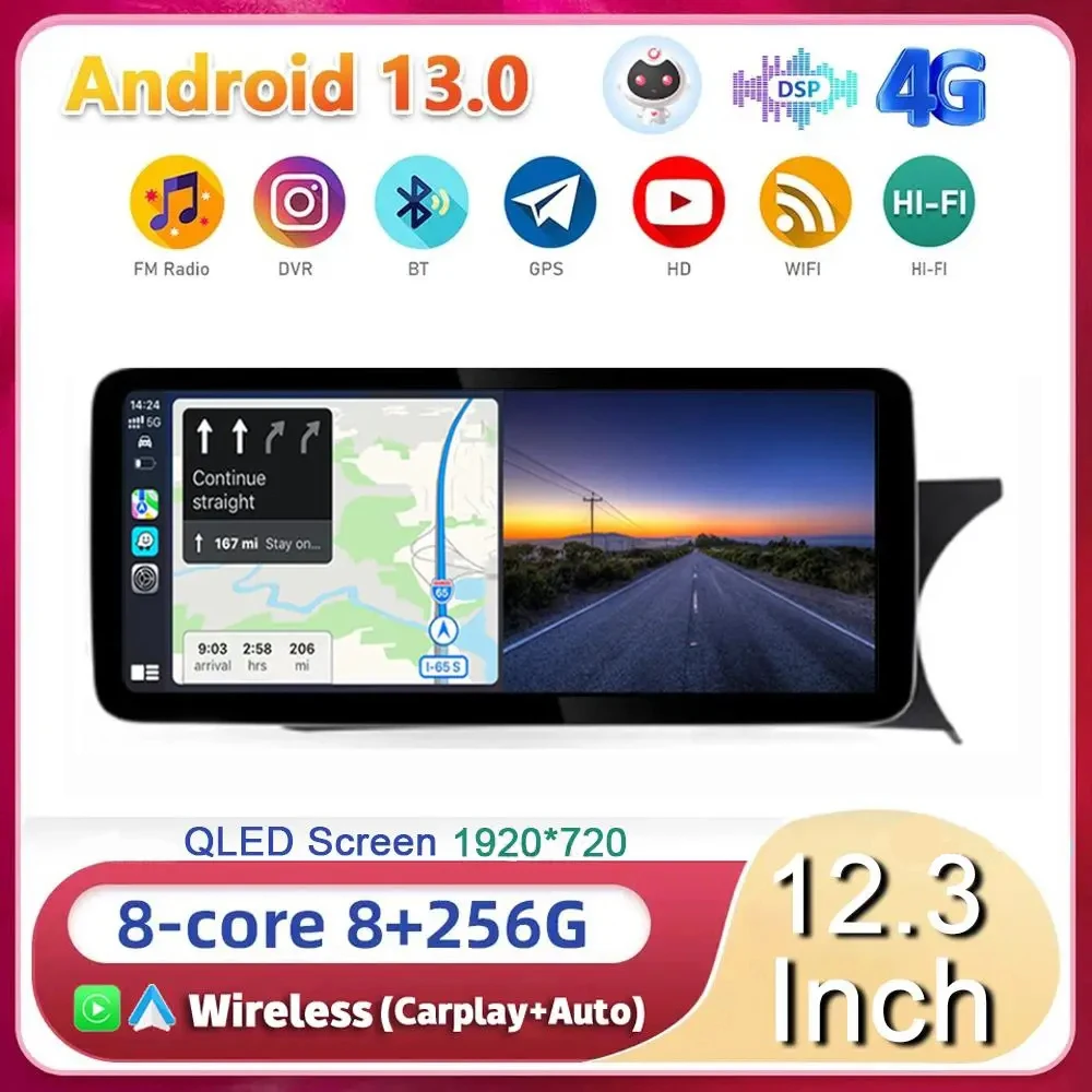 

12.3" Android 13 Car Radio For Mercedes C Class W204 2011-2014 RHD GPS Multimedia Player Stereo Head Unit wireless Auto Carplay
