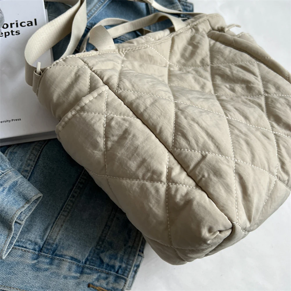 Autumn Winter Top-handle Bag Large Capacity Quilted Underarm Bas Rhombic Lattice Solid Color Casual Fashion for Street Shopping