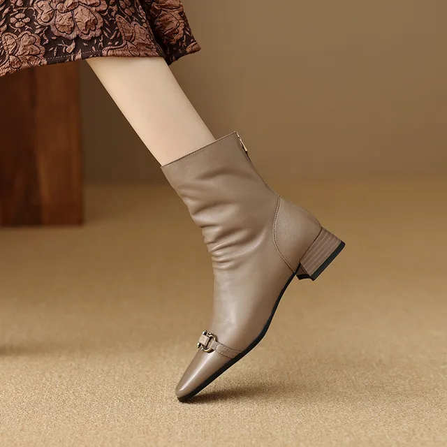 Fashion Boots Maggie-39 Women's Fashion Low Heel Zipper Slouchy