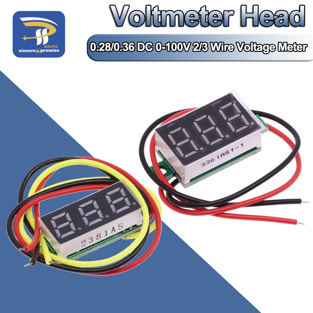 Rosso Verde Blu Giallo Colore Tre Linea Precisione Dc Digital Voltmetro Testa Led Digital Voltmetro Dc4.5V-30V 0.28 Pollici Mini Cifra
