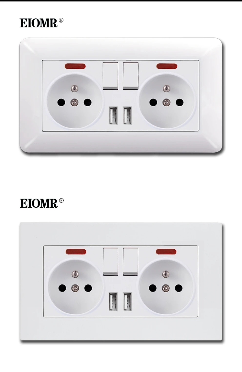 Description Picture 5 of itemEIOMR EU Electrical Sockets with USB 110~220V 16A Wall Power Socket with Light Switch No Need To Pull The Plug Home Decoration