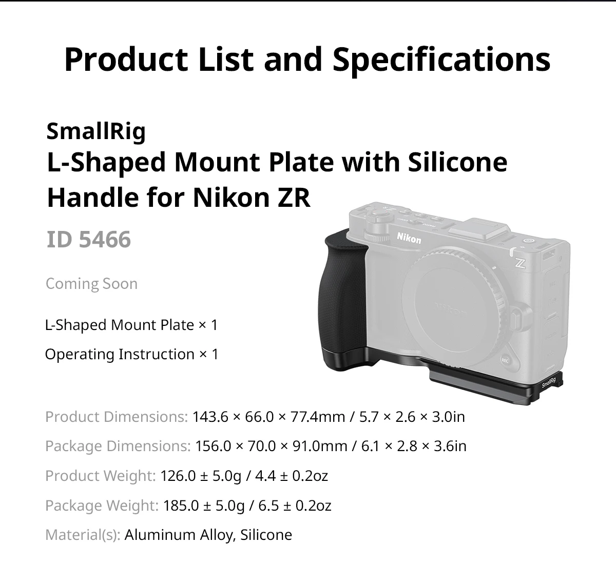 ZR Camera Cage for Nikon ZR, w Cable Clamp Silicone Handle Built-in Arca-Swiss Q