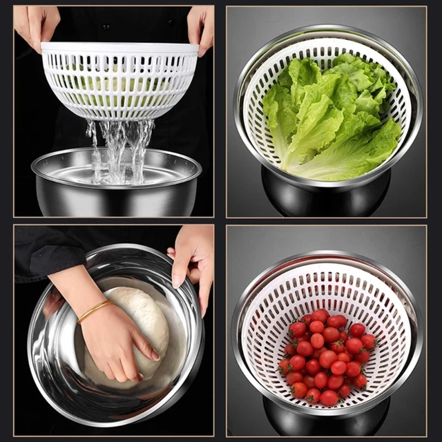 Salad Vegetable Dryer Large Salad Spinner with Drain Kitchen Vegetable  Dehydrator Fruit Washer Gadget Manual Drain Salad Basket - AliExpress