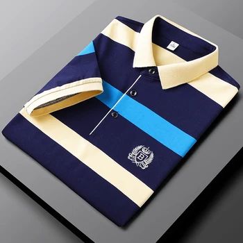 New Summer Men Classic Striped Polo Mens Cotton Short-Sleeved Embroidered Business Casual Hot Polo Shirt Male Dropshipping 9