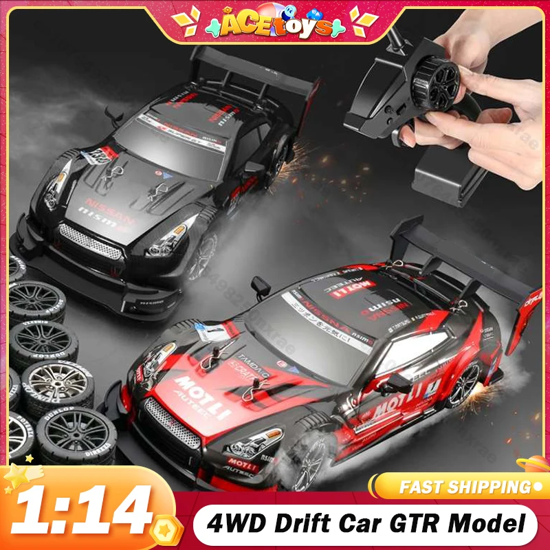 4WD RC 드리프트 카 레이싱 1:14, GTR 모델 2.4G 리모컨 카, 4 륜 구동 리모컨 드리프트 카, 고속 크리스마스 