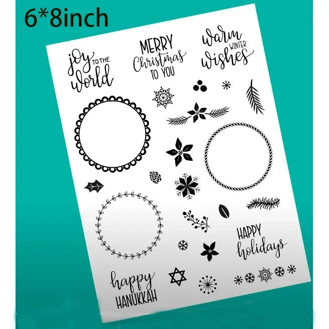 대형 미니 만다라 화환 빌더 스텐실 템플릿, 투명 스탬프 및 커팅 다이, 크리스마스 할로윈 생일 카드 스크랩북용