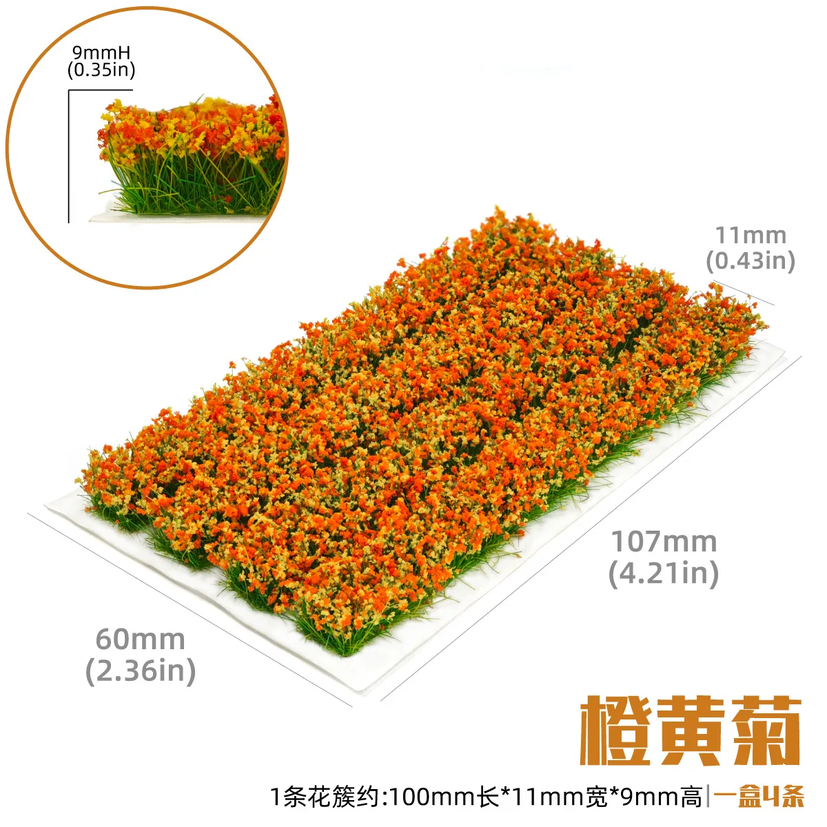 10 Farben Miniatur-Gras- und Blumen-Modellbausätze für Mikro-Eisenbahn-Landschaftsszenen, Diorama-Zubehör, 4 Stück/Box – Detail 9