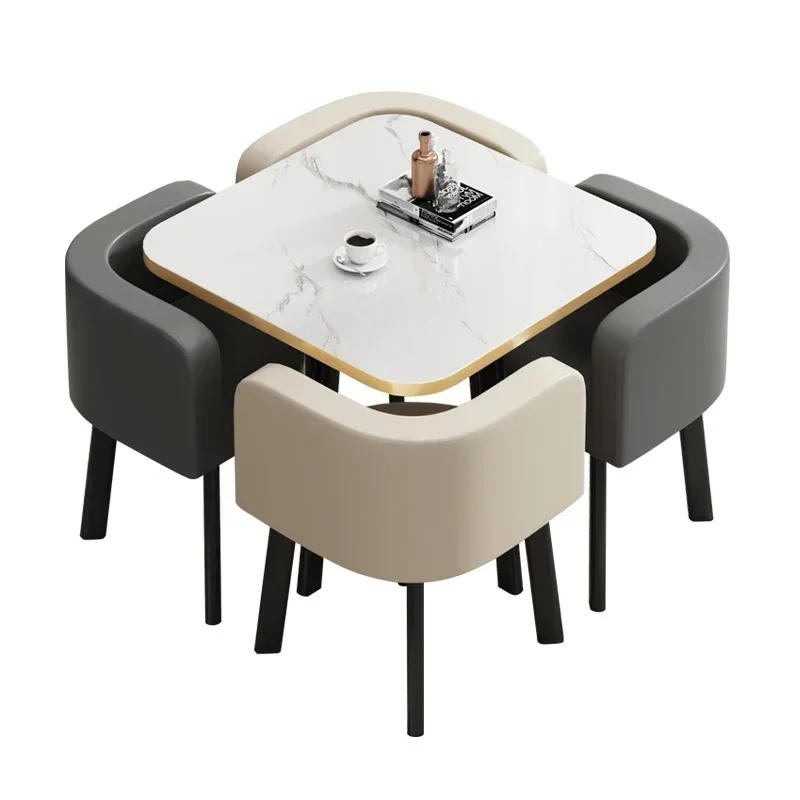 Round Table Resting Area One Table and Four Chairs Set Light Luxury Leisure Negotiation Table and Chair Combination Reception