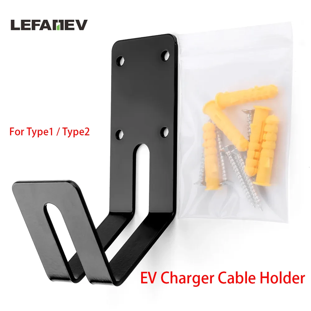 EV Charger Cable Holder Wall Mount Electric Vehicle Hook Cord Holder Holster Extra Protection Bracket Durable for Type1 Type2