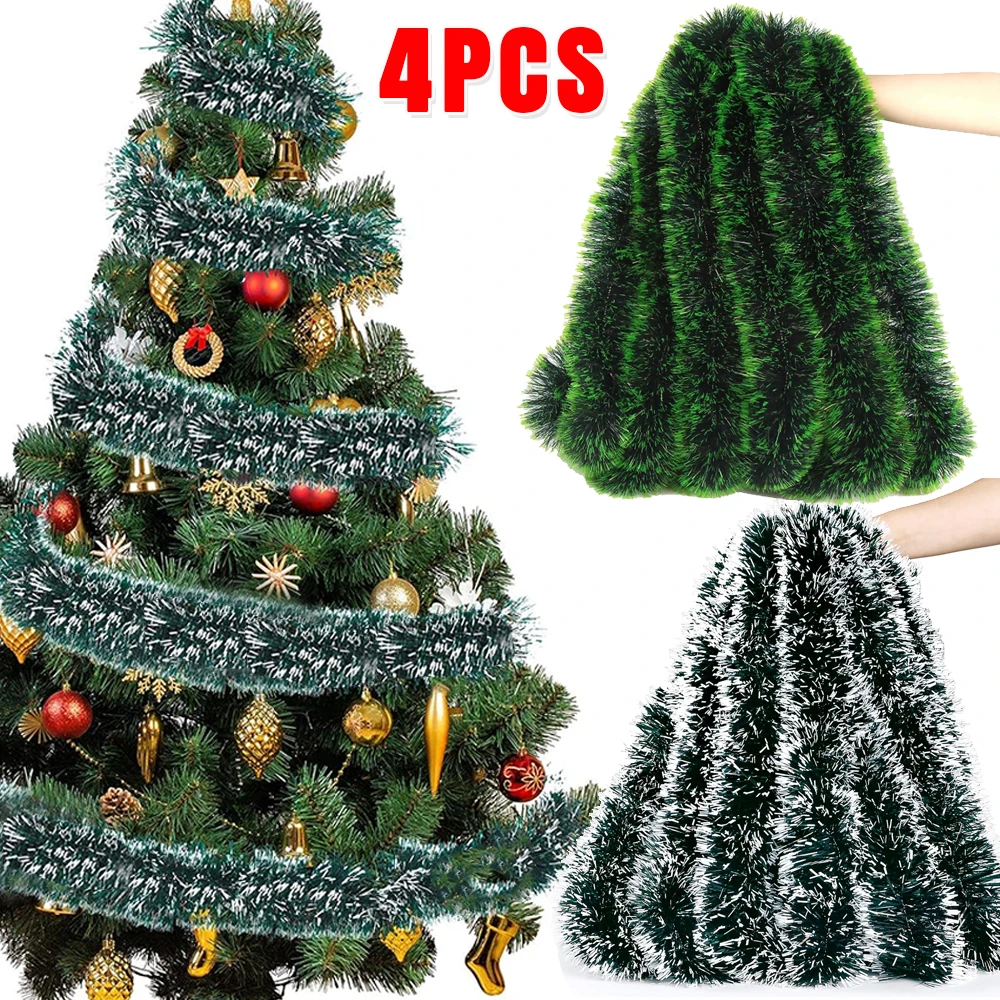 OUQIWEN Guirnalda De Oropel Navidad,6 Pcs X 2m Brillante Espumillón De Navidad,Oropel Arbol Navidad Guirnalda, Decoraciones De Fiestas Navideñas
